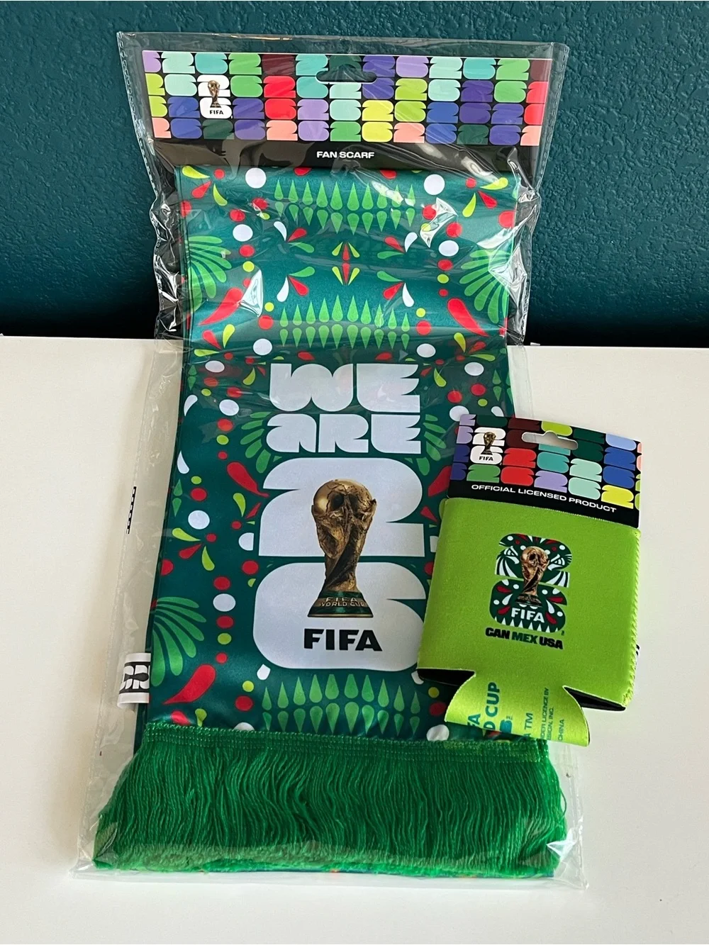 USA FIFA World Cup 2026 Mexico Fan Scarf & Can Cooler Souvenir Set